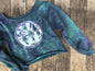 Teal and Purple Mushroom Meadow Batik Crop Sweatshirt Tops Batikwalla by Victoria Small 
