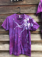Fuchsia Moonbeams Hand Painted Batikwalla Vneck Tshirt - Unisex Tshirts batikwalla Small 
