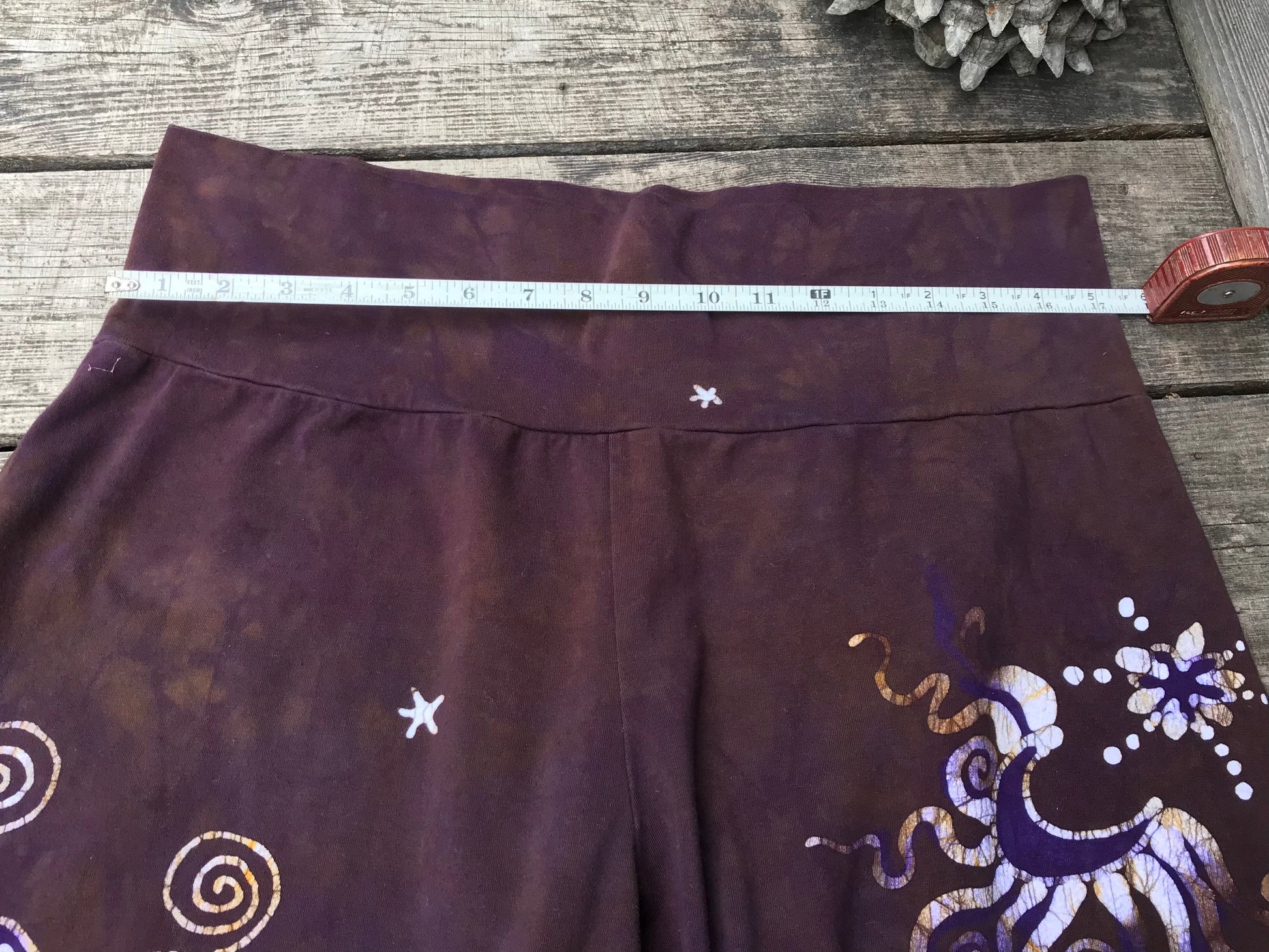 Earth Moon and Stars Batik Biker Shorts - Purple Highlights 2X Batikwalla by Victoria 