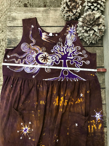 Golden Sun Purple Forest Farmer's Market Pocket Dress - Size 3X Batik Dresses Batikwalla 