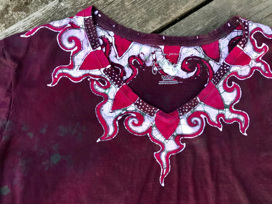 Ruby Sparkle Batikwalla Vneck Tee - Plus Size 5X