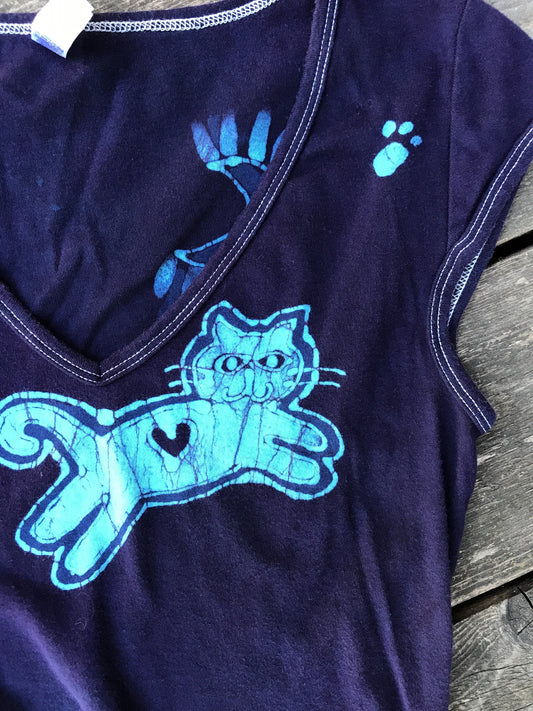 The Cat's Meow Handmade Batik Stretchy Tee