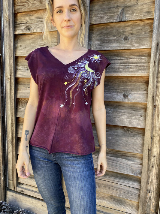 Mulberry Wine - Organic Cotton 4 Panel Batik Top - Handmade Batik Dresses Batikwalla 