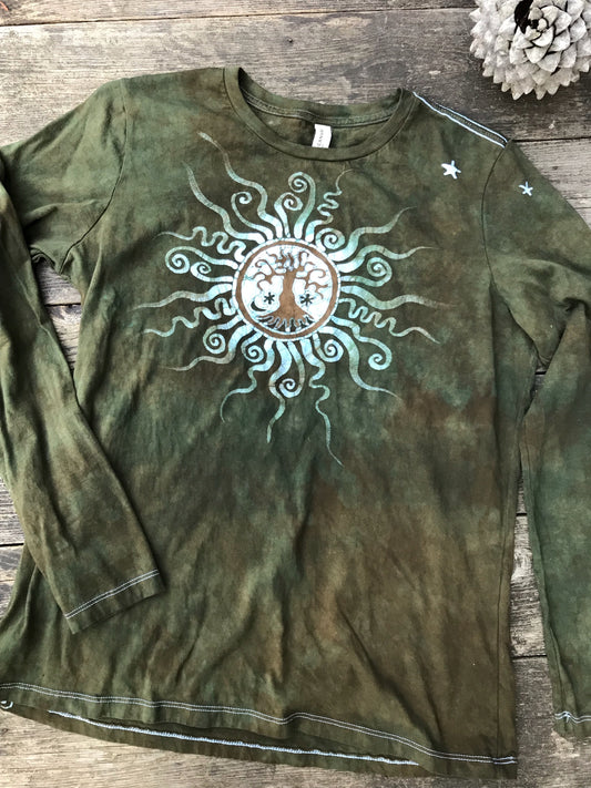 Olive Tree Handmade Long Sleeve Batik Top Batikwalla 