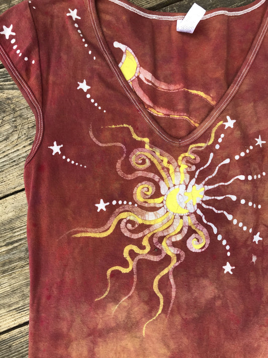 Burnt Sienna Moonrise Handmade Batik Summer Tee