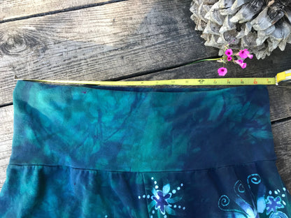 Moon and Stars Batik Biker Shorts - Teal and Purple Batikwalla by Victoria 