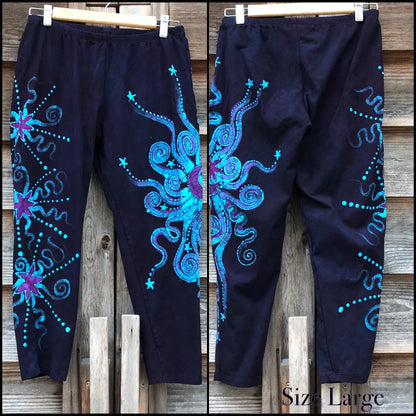 Deep Blue and Purple Moon Batik CAPRI Leggings