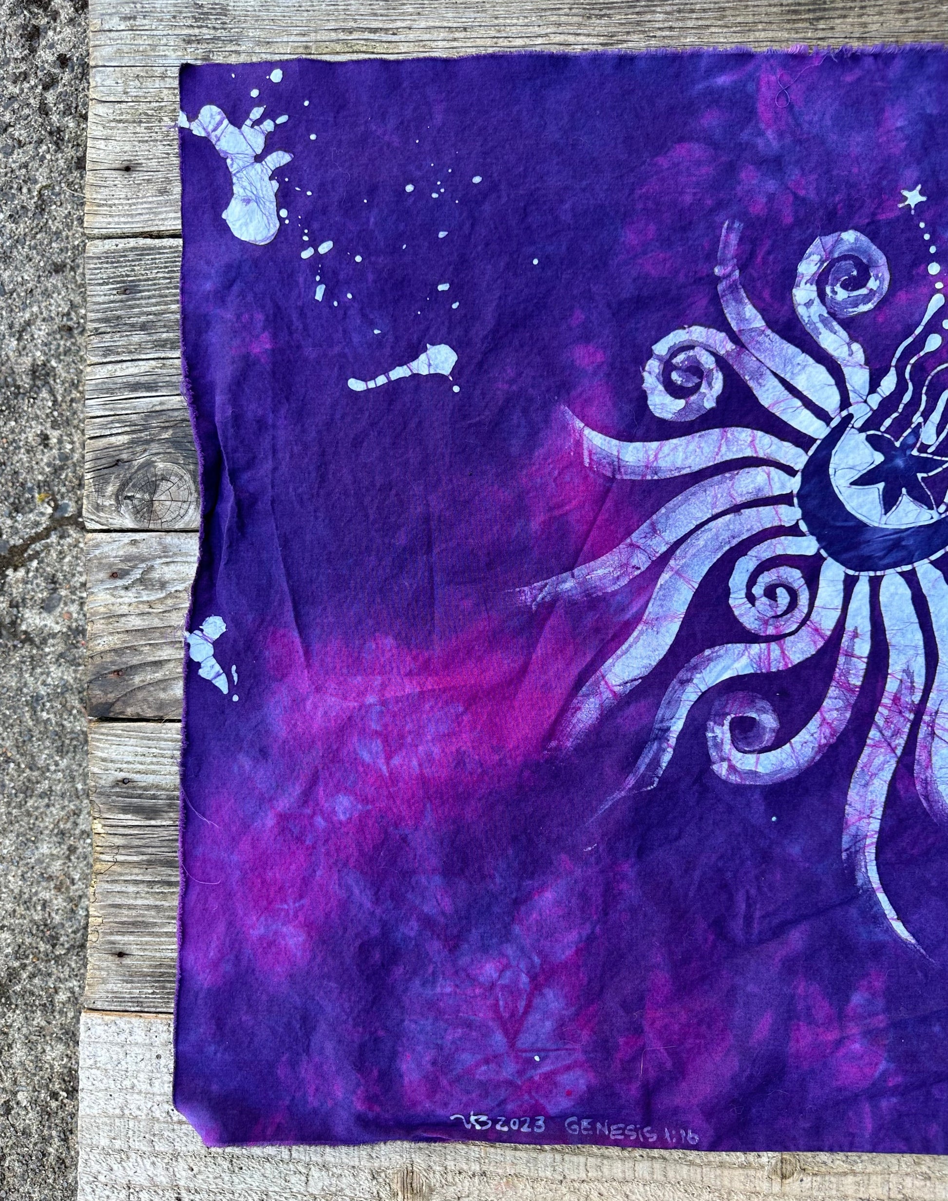 Imperfect Moon Batik Cotton Fabric Bandana - bright purple scarf batikwalla 