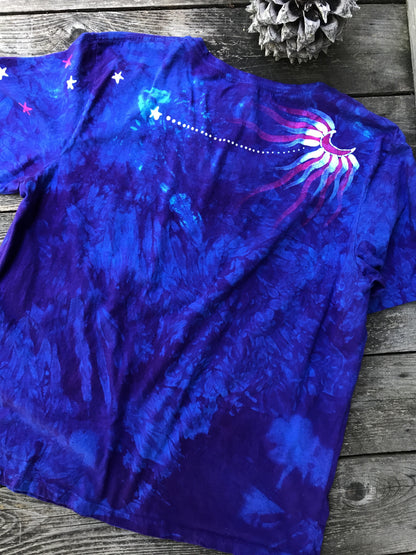 Blue Skies Moonbeams Handmade Batik Scoop Neck Tshirt