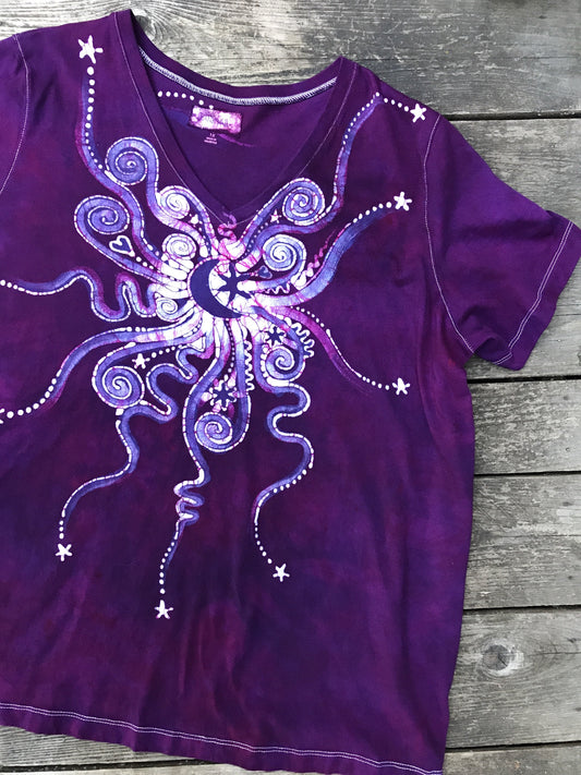 Magenta Supernova Vneck Top - Plus Size 1X