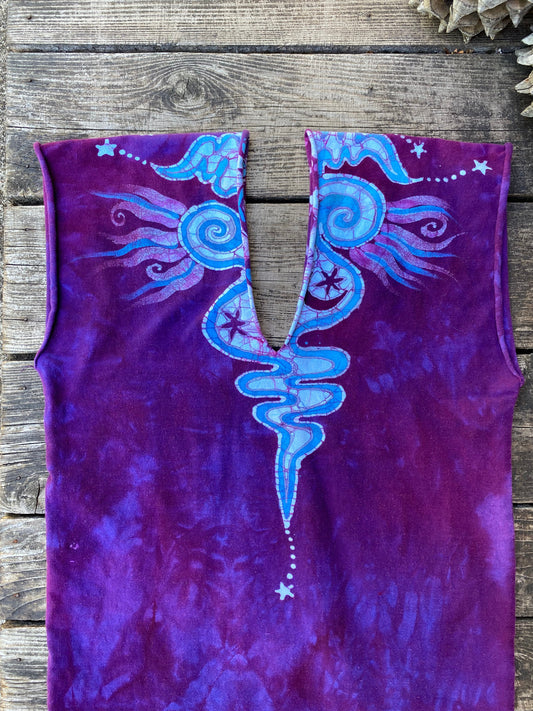 Purple Blue Cosmic Stretchy Hemp Tube Dress Batik Dresses Batikwalla Medium 