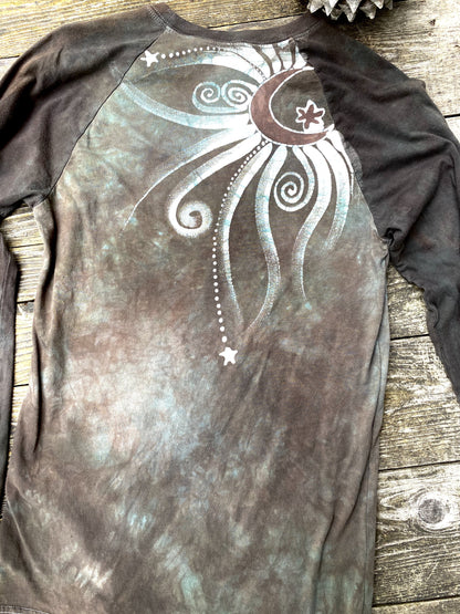 Earth Aura Tree - Raglan Long Sleeve Batik Top by Batikwalla - Size Small (unisex) Batikwalla 