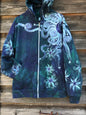 Teal and Purple Tree of Life Handcrafted Batik Zipper Hoodie - Size LARGE hoodie batikwalla 