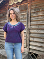 Sapphire Moon Batik Necklace Tee - Size Medium Shirts & Tops Batikwalla by Victoria 