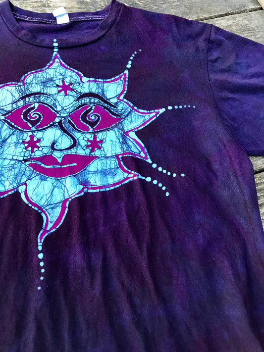 Sagacious Sun Soothes The Blues - Handmade Batik Tshirt - Size Large
