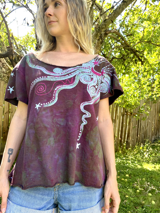 Peppermint Bliss Organic Cotton Handmade Batik Top - Large Batik Dresses Batikwalla 