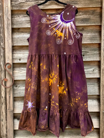 Golden Sun Purple Forest Farmer's Market Pocket Dress - Size 3X Batik Dresses Batikwalla 