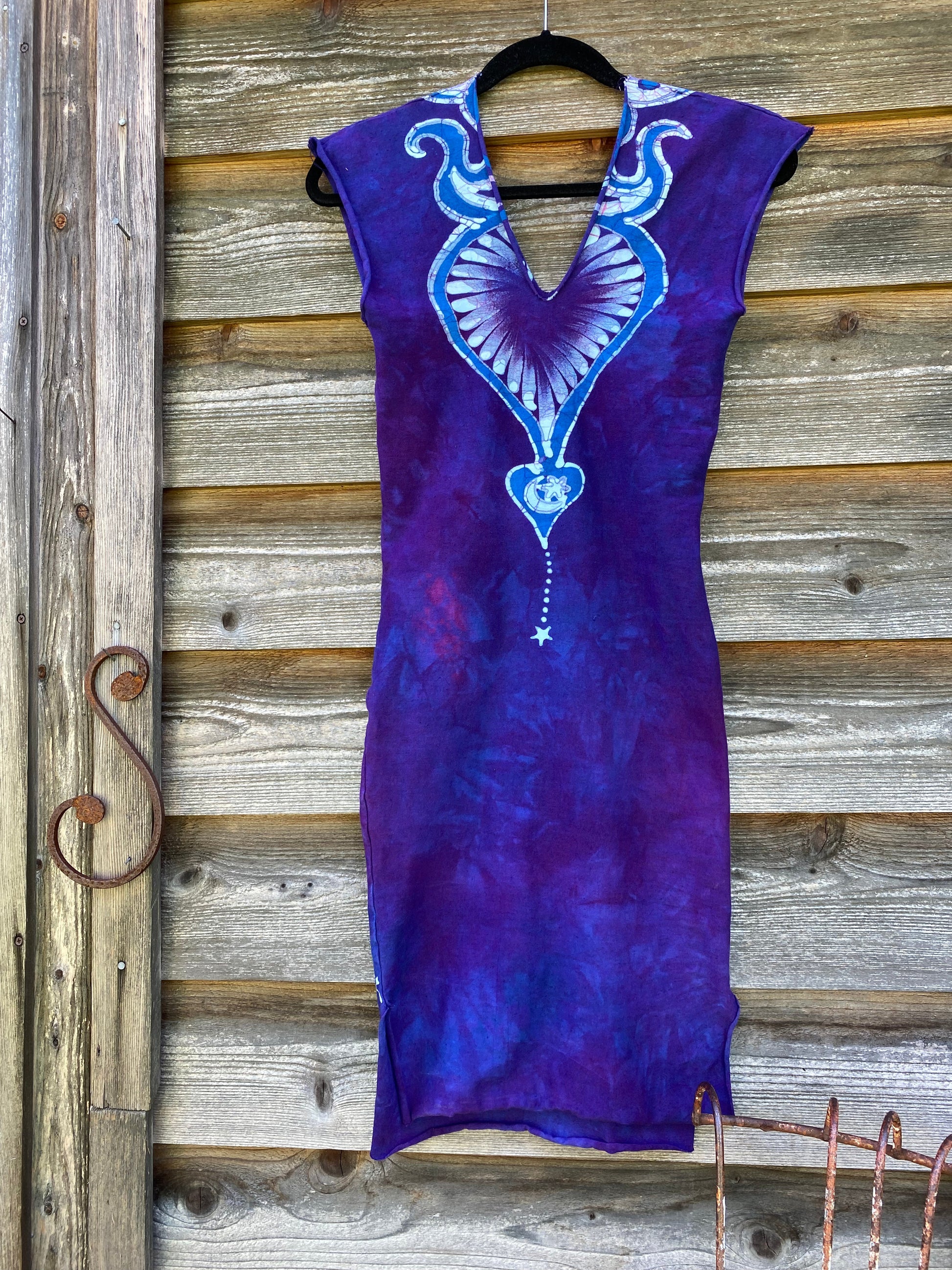 Purple Passion Tribal Stretchy Hemp Tube Dress - Size SMALL Batik Dresses Batikwalla 