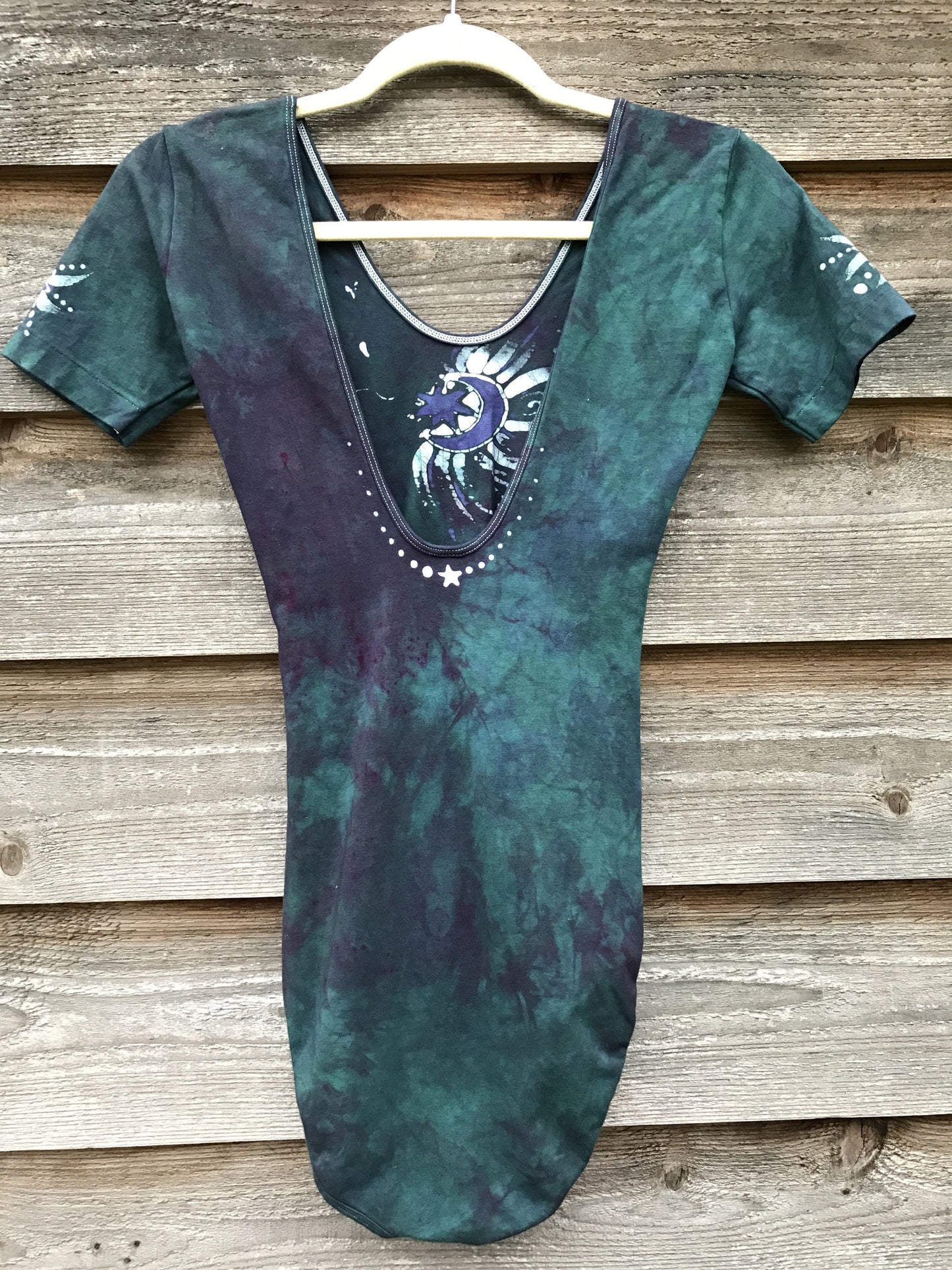 Teal Moon Dance Batik Leotard On Sale - Imperfect Stitching - Size Large