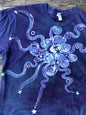 Teal and Purple Octopus Starburst Hand Painted Batik Tshirt tshirt batikwalla 