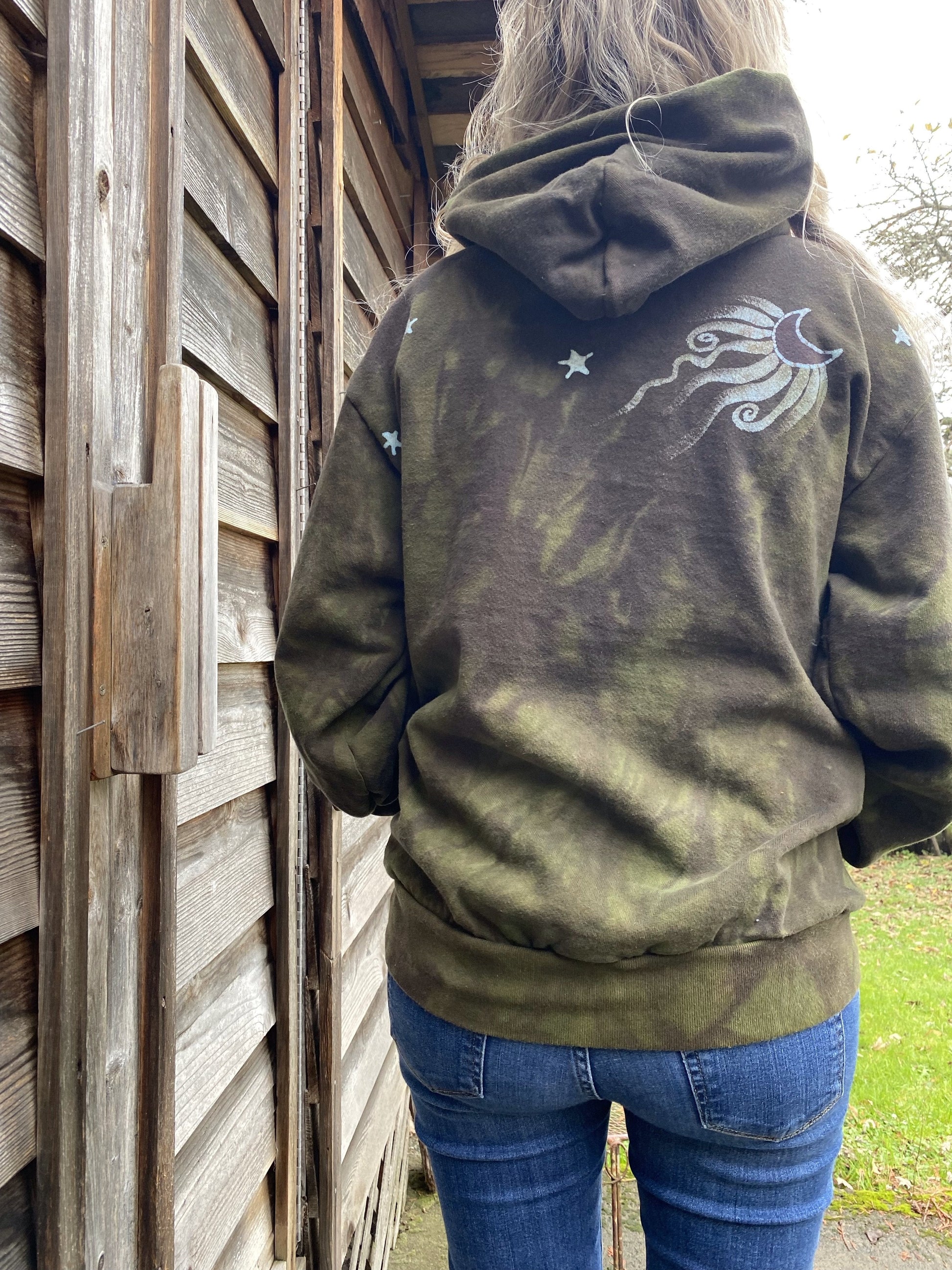 Olive Tree of Life - Handcrafted Batik Pullover Hoodie hoodie batikwalla 