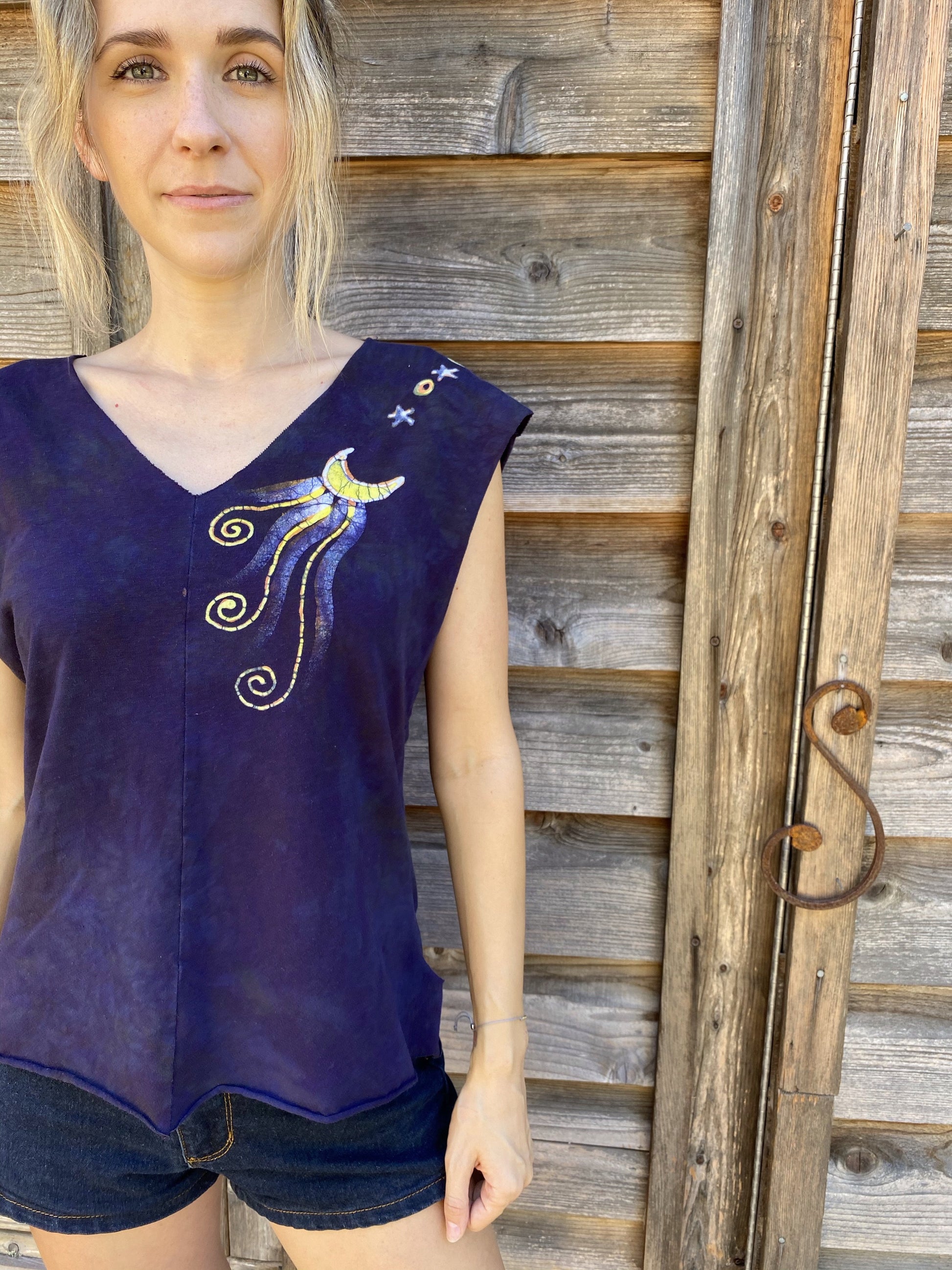 Night Camp Sky - Organic Cotton 4 Panel Batik Top - Handmade Batik Dresses Batikwalla 