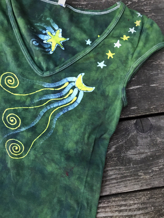 Moonbeams In The Valley Of Prosperity Handmade Batik Summer Tee - Size 2X