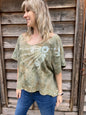 Desert Tree Sage Moon Organic Cotton Terry Handmade Batik Top - L/XL (Extremely Oversized) Batik Dresses Batikwalla 