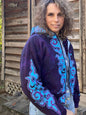 Midnight Purple with Turquoise Flames Handmade Batik Hoodie - Size S/M hoodie batikwalla S/M 