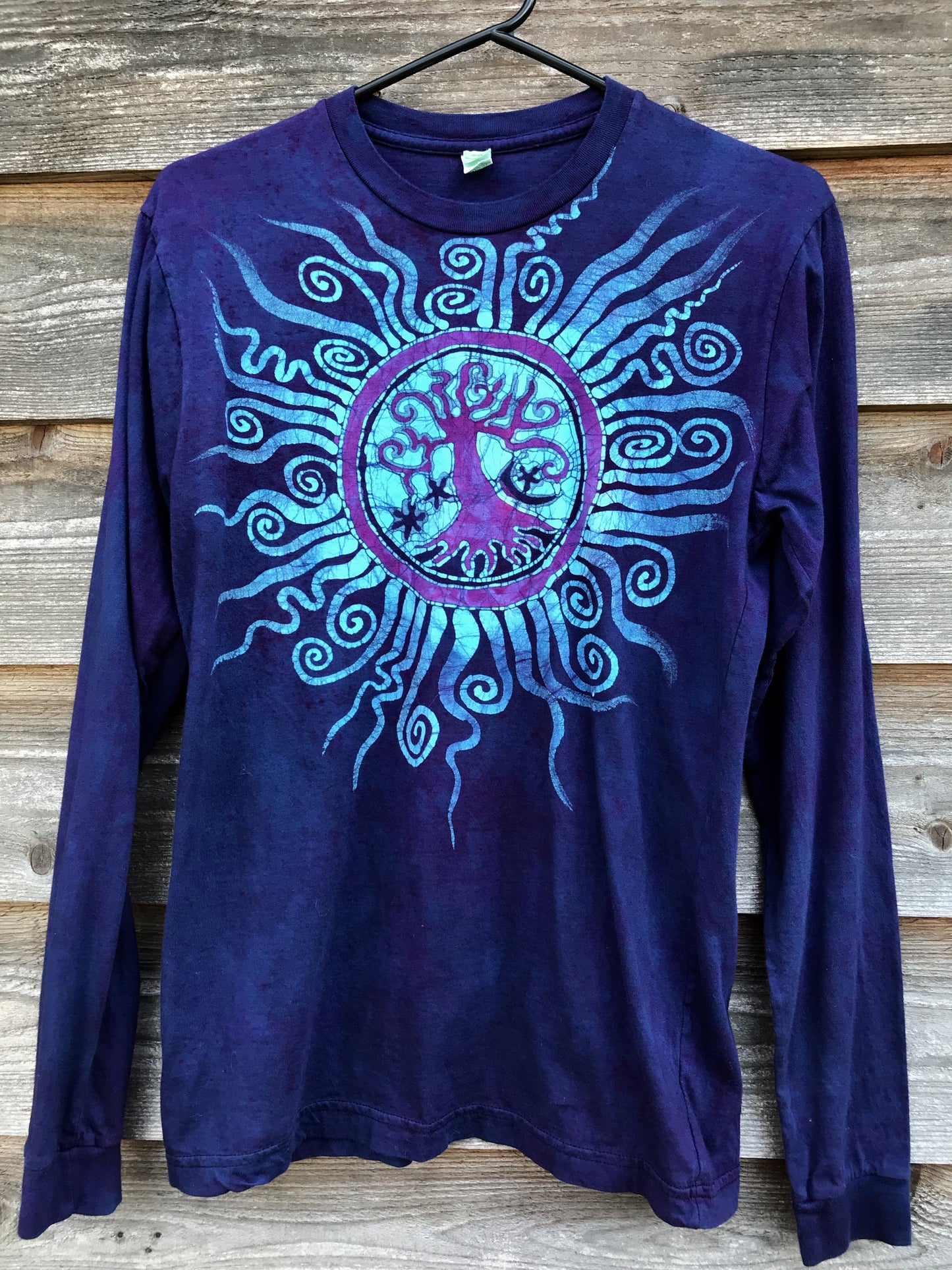 Moonlight Mandala Tree of Life Long Sleeve Organic Cotton Tshirt - Size Medium tshirt batikwalla 