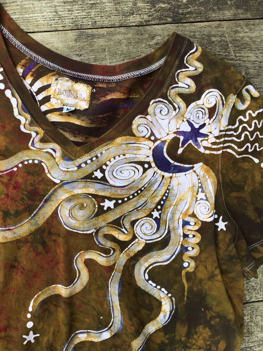 Periwinkle Moonbeams In Deep Summer Gold - Size Medium Tops batikwalla 