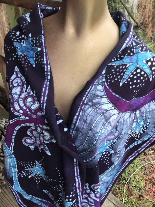 Trees Along The River - Hand Painted Batikwalla Organic Cotton Fleece Scarf