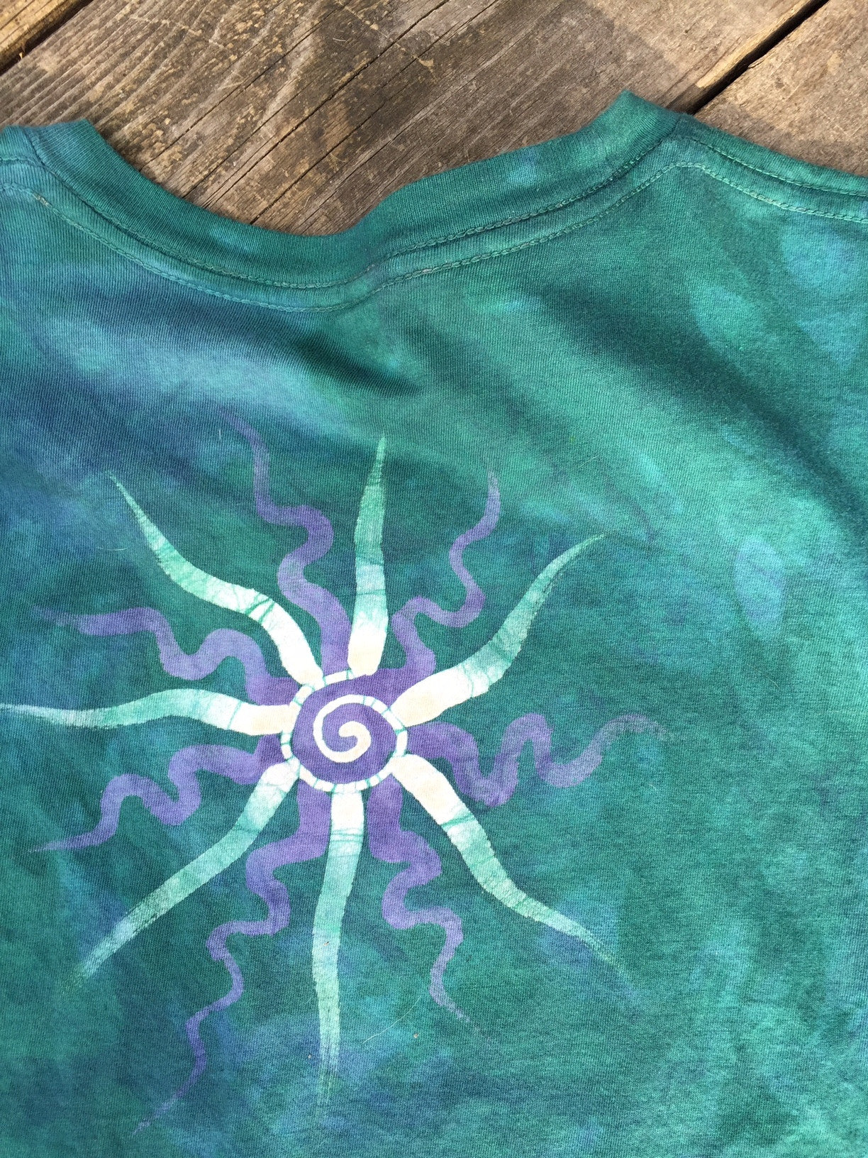 Teal and Purple Tree of Life Handmade Batik Tshirt - Batikwalla 
 - 6