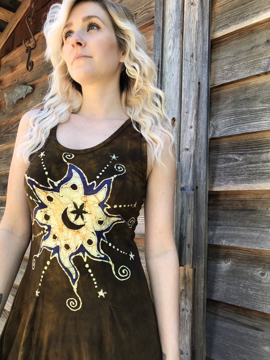 Golden Starquest Boho Batik Summer Dress Batik Dresses Batikwalla 