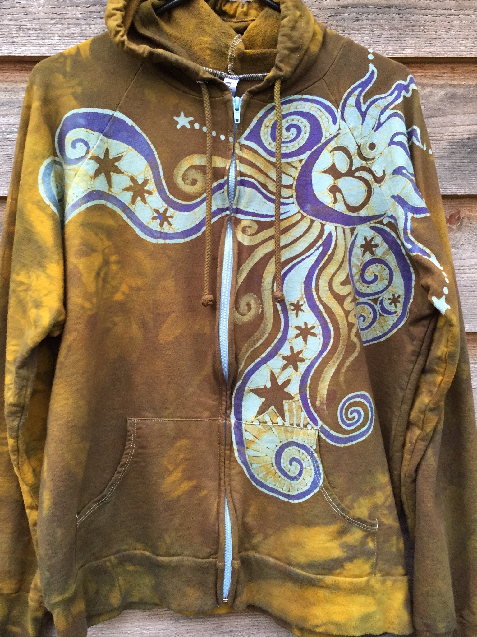Wild Moon In The Field of Possibilities Handmade Batik Hoodie - Women's Size 2X - Batikwalla 
 - 1